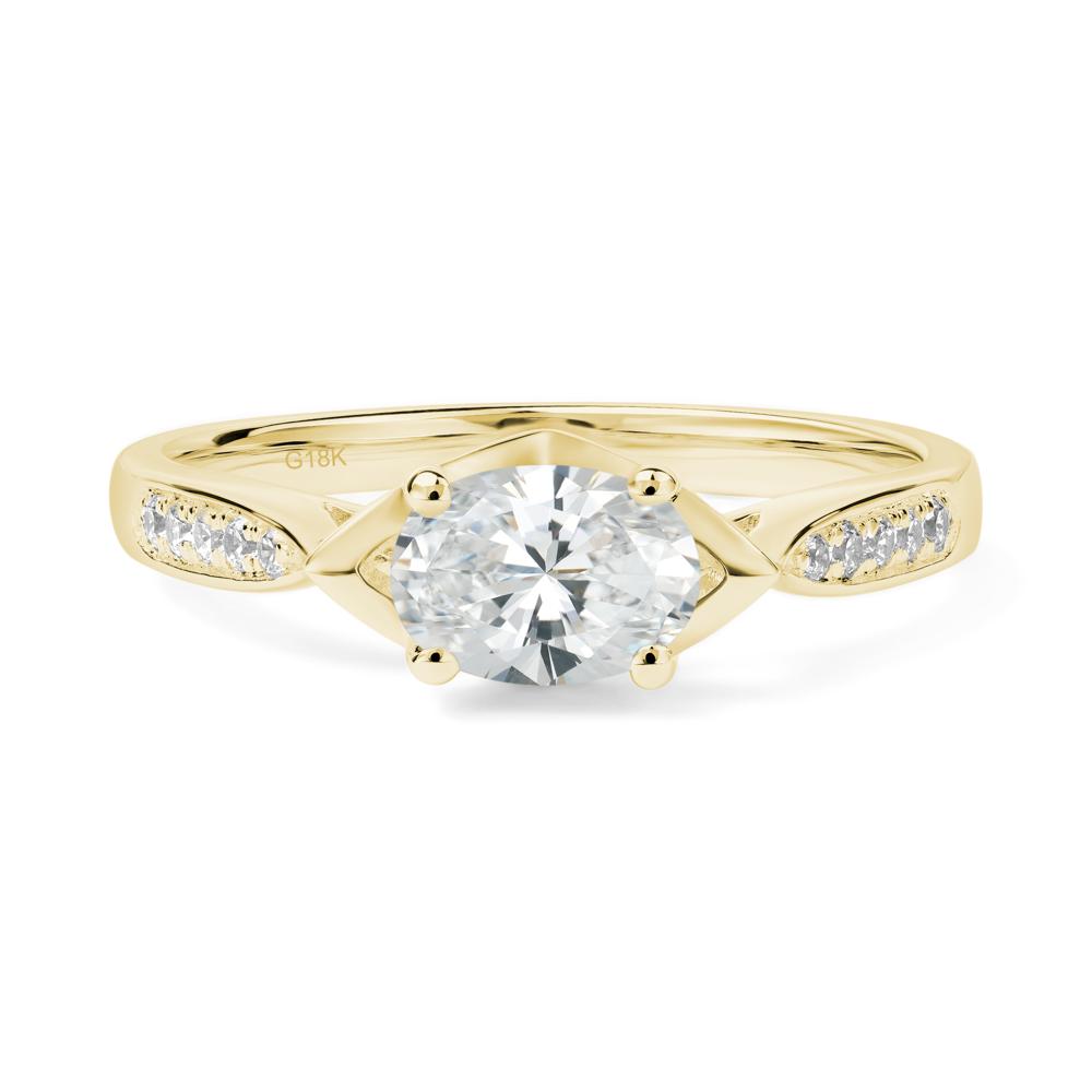 Petite Oval Horizontal Diamond Ring - LUO Jewelry #metal_18k yellow gold