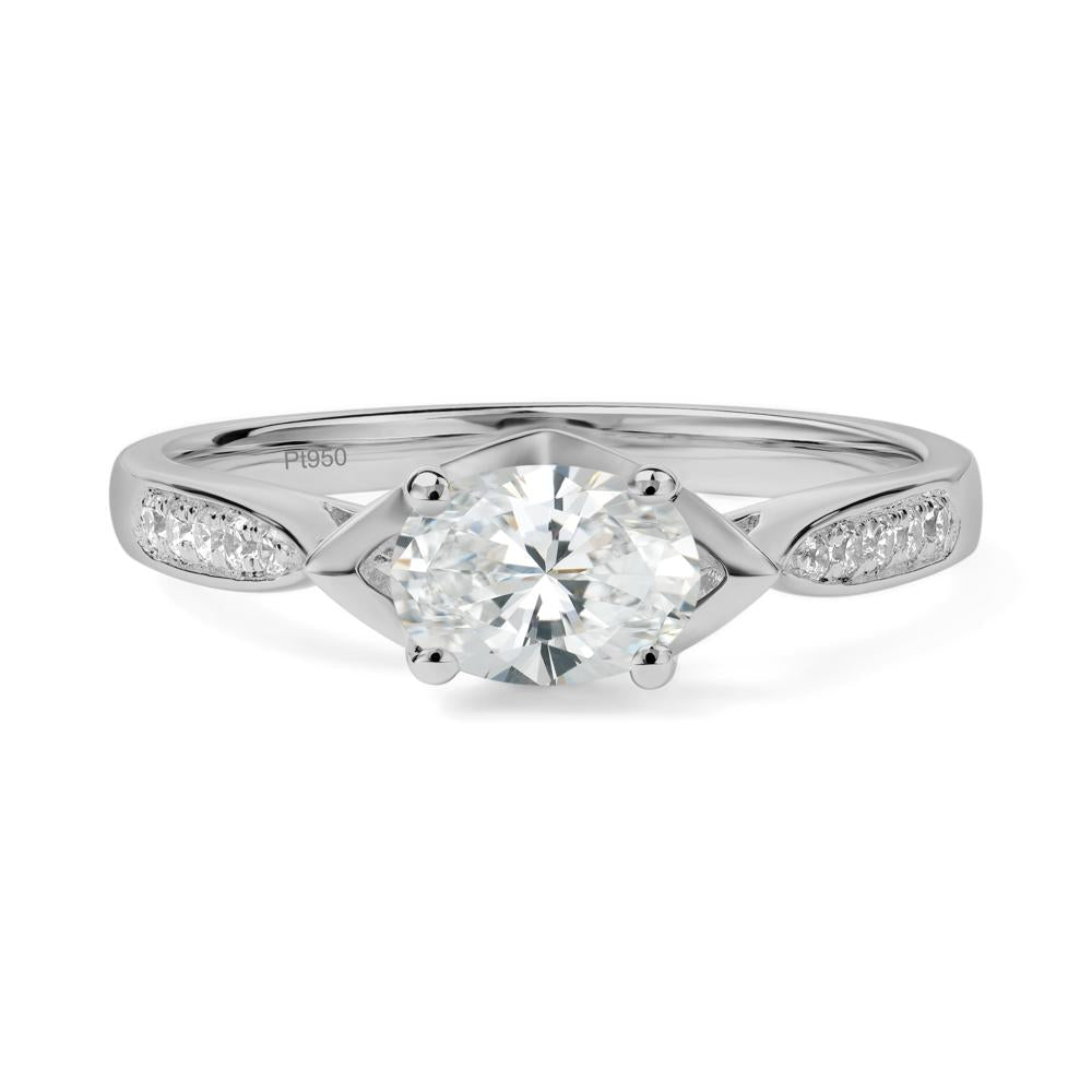 Petite Oval Horizontal Diamond Ring - LUO Jewelry #metal_platinum