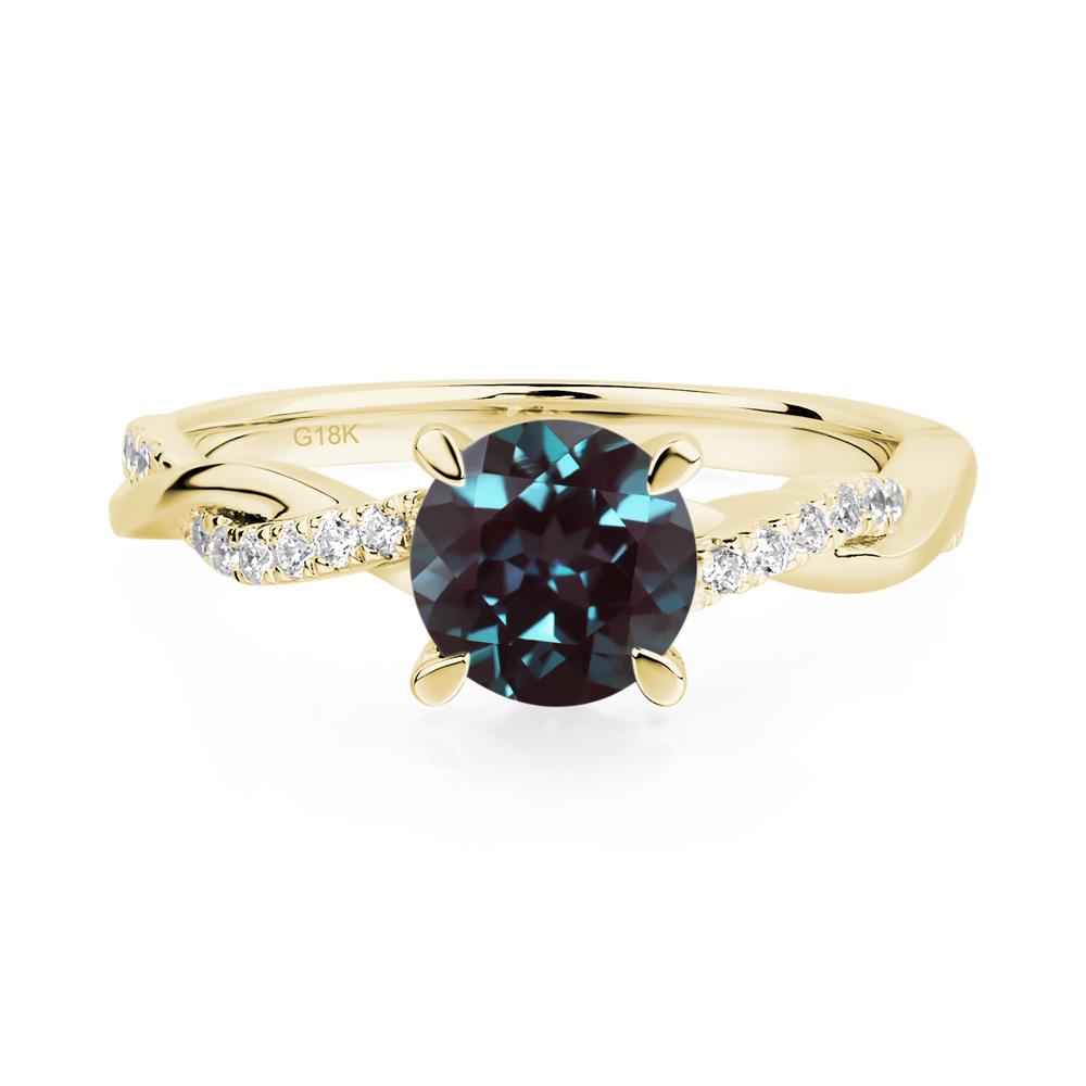 Alexandrite Twisted Engagement Ring - LUO Jewelry #metal_18k yellow gold