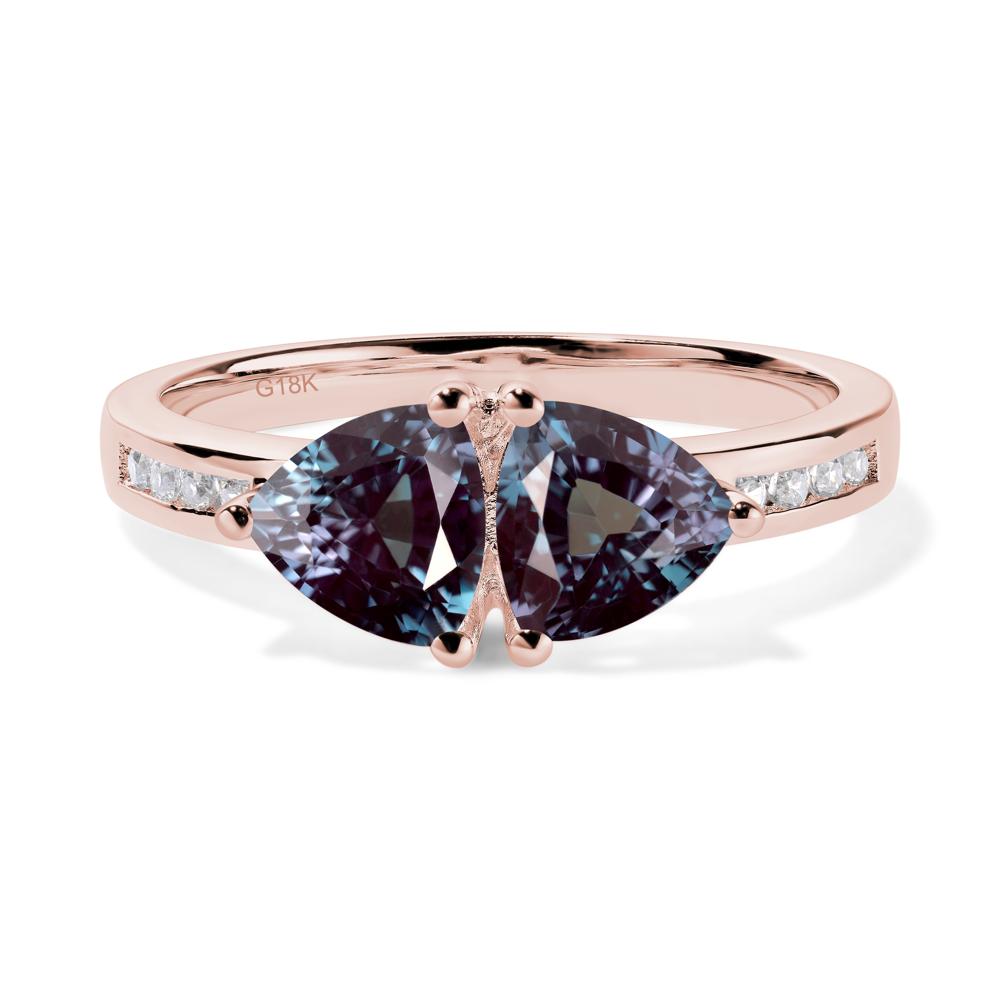 Trillion Cut Two Stone Alexandrite Ring - LUO Jewelry #metal_18k rose gold