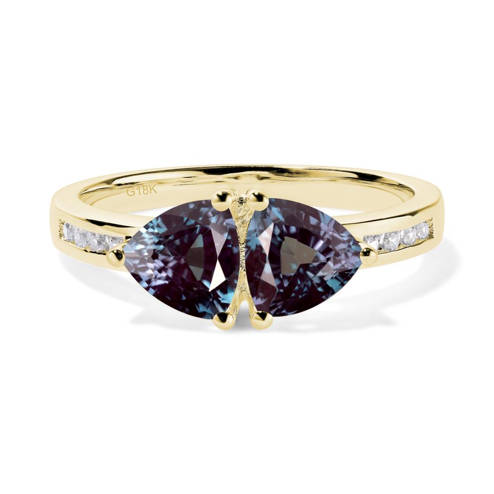 Trillion Cut Two Stone Alexandrite Ring - LUO Jewelry #metal_18k yellow gold
