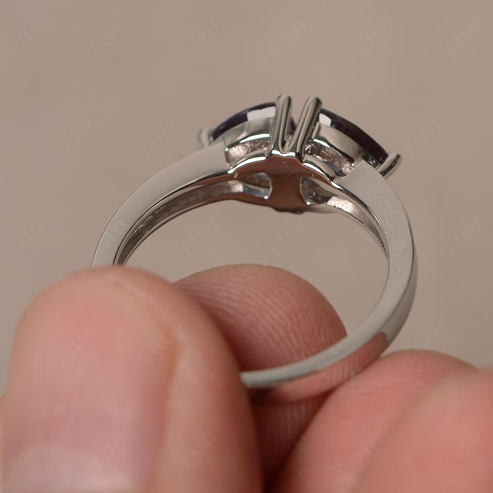 Trillion Cut Two Stone Alexandrite Ring - LUO Jewelry