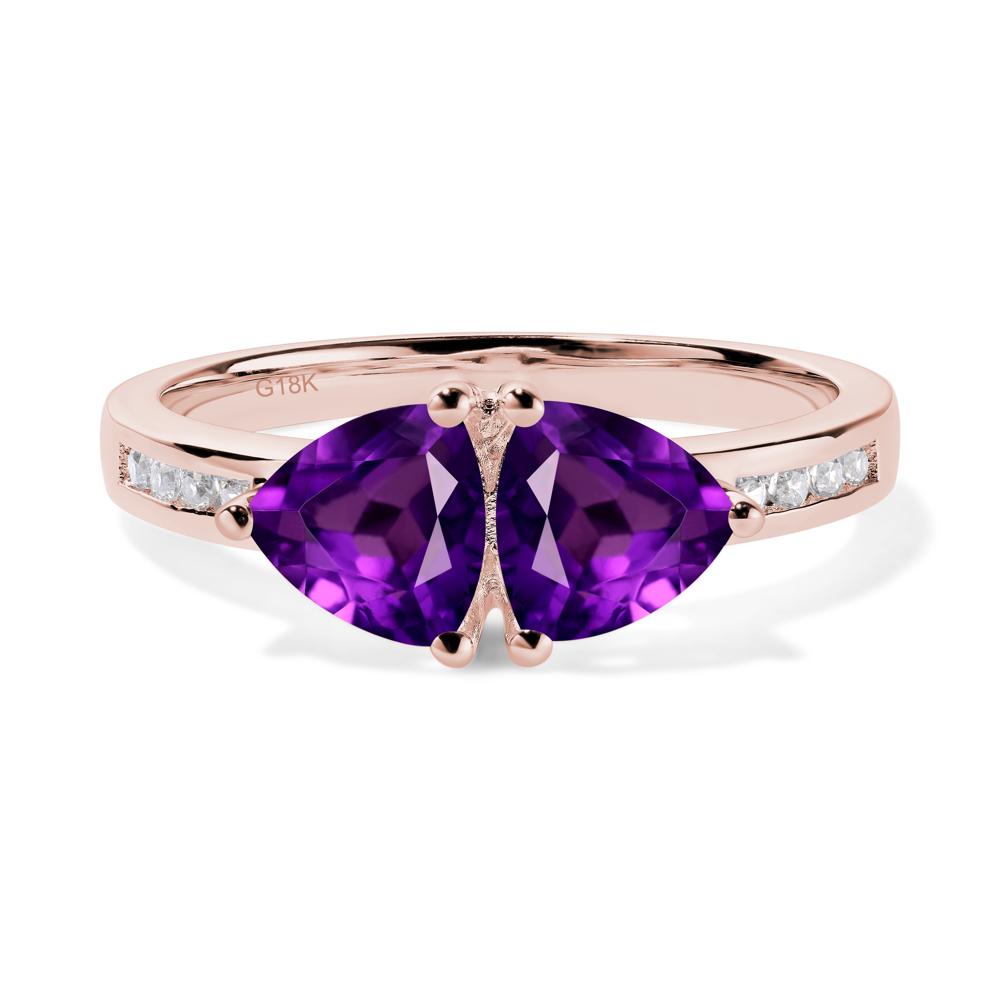 Trillion Cut Two Stone Amethyst Ring - LUO Jewelry #metal_18k rose gold