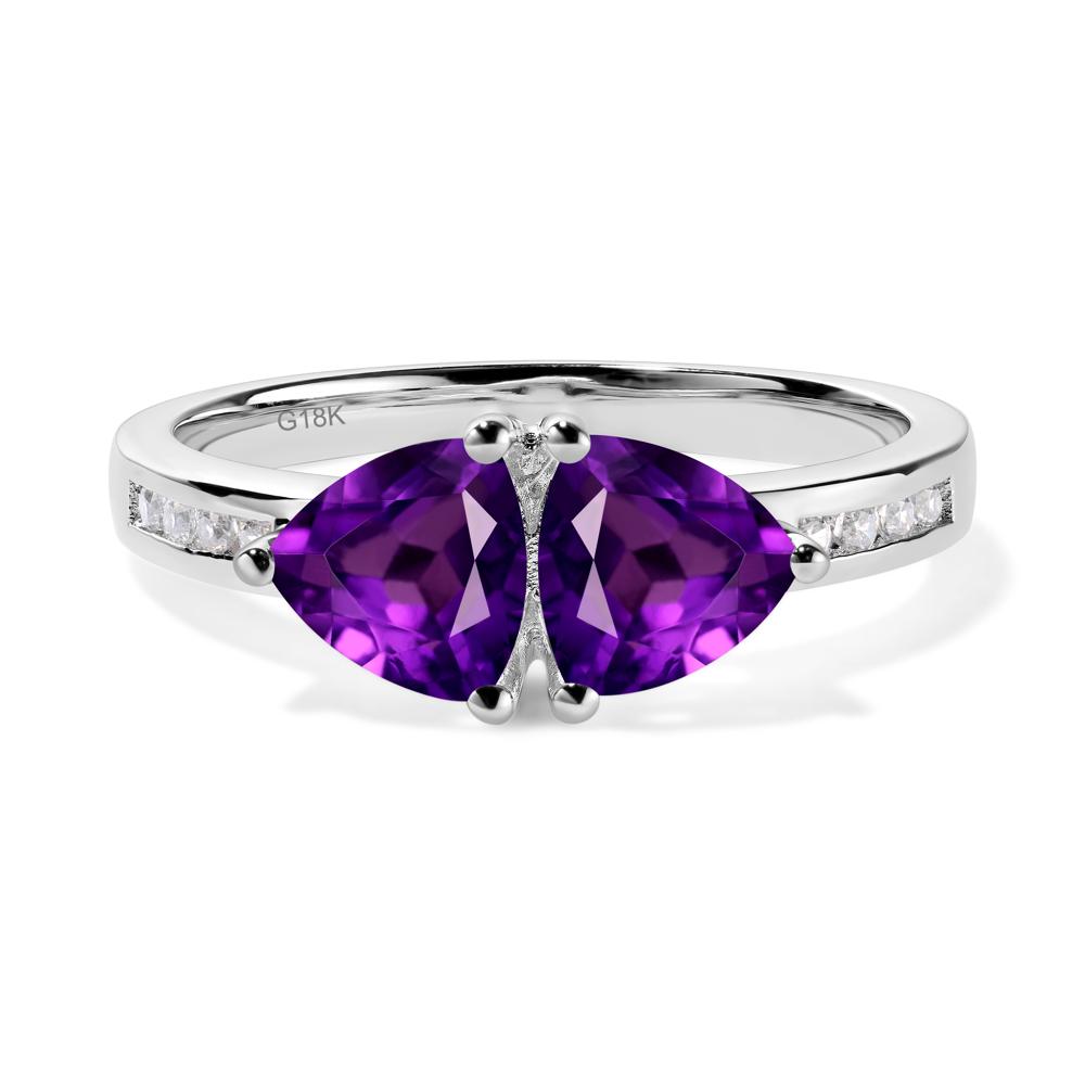 Trillion Cut Two Stone Amethyst Ring - LUO Jewelry #metal_18k white gold