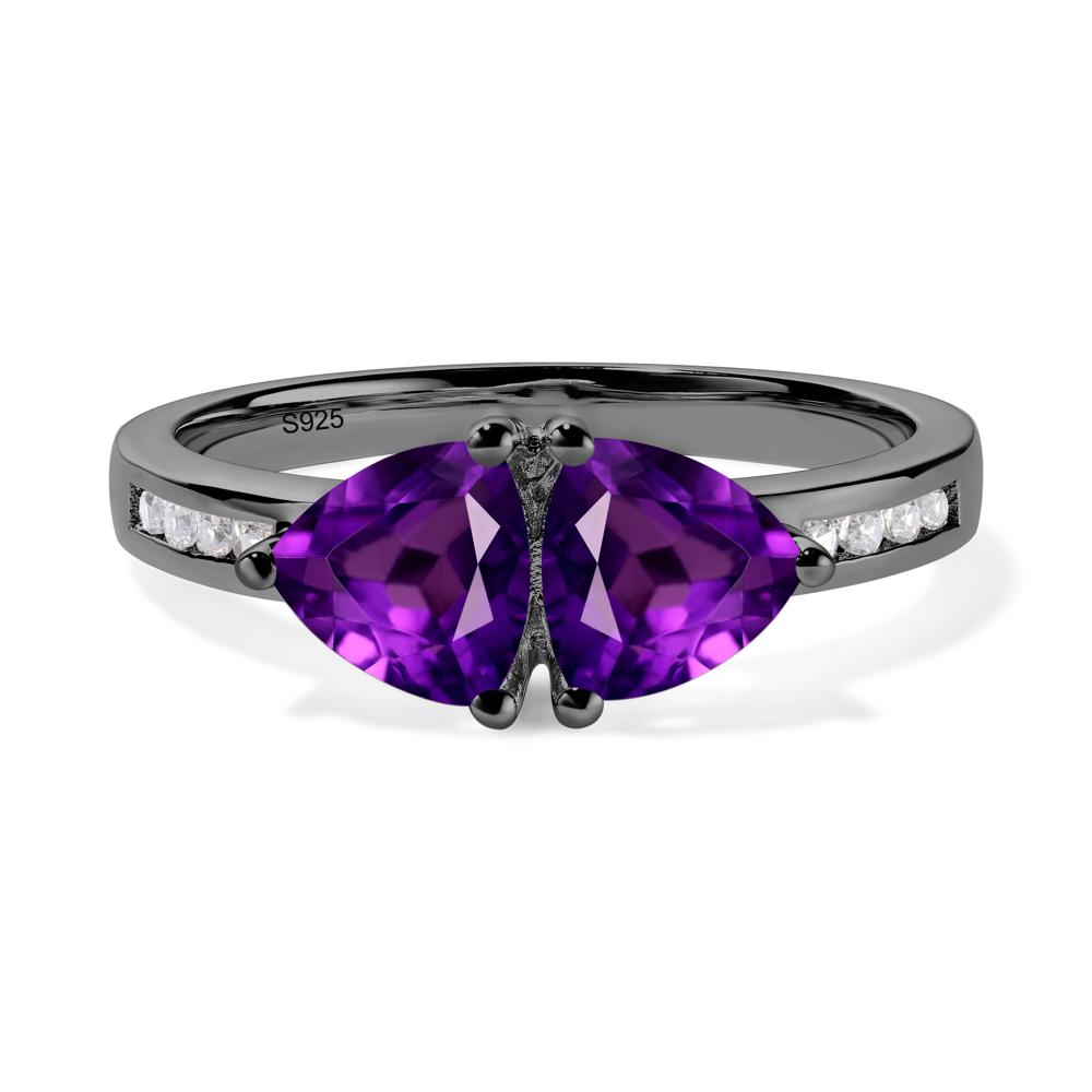 Trillion Cut Two Stone Amethyst Ring - LUO Jewelry #metal_black finish sterling silver