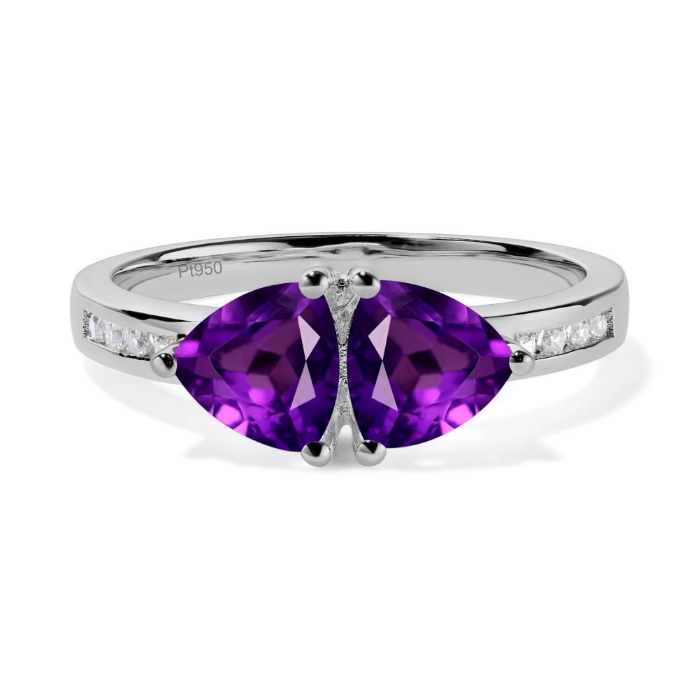 Trillion Cut Two Stone Amethyst Ring - LUO Jewelry #metal_platinum