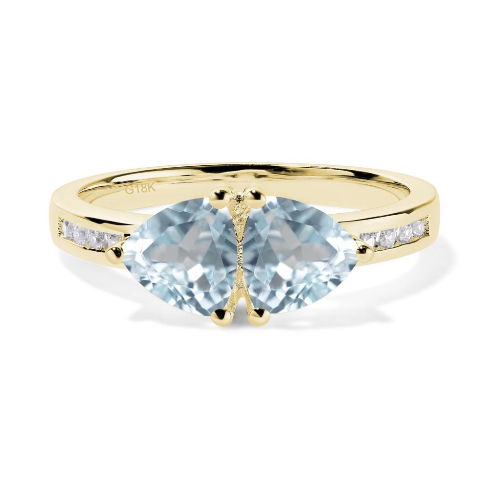 Trillion Cut Two Stone Aquamarine Ring - LUO Jewelry #metal_18k yellow gold