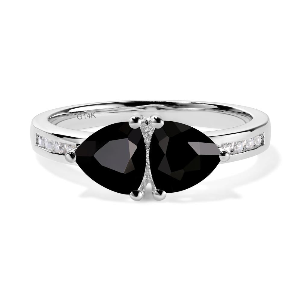 Trillion Cut Two Stone Black Spinel Ring - LUO Jewelry #metal_14k white gold