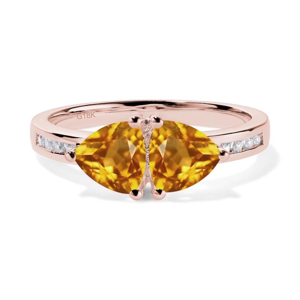 Trillion Cut Two Stone Citrine Ring - LUO Jewelry #metal_18k rose gold