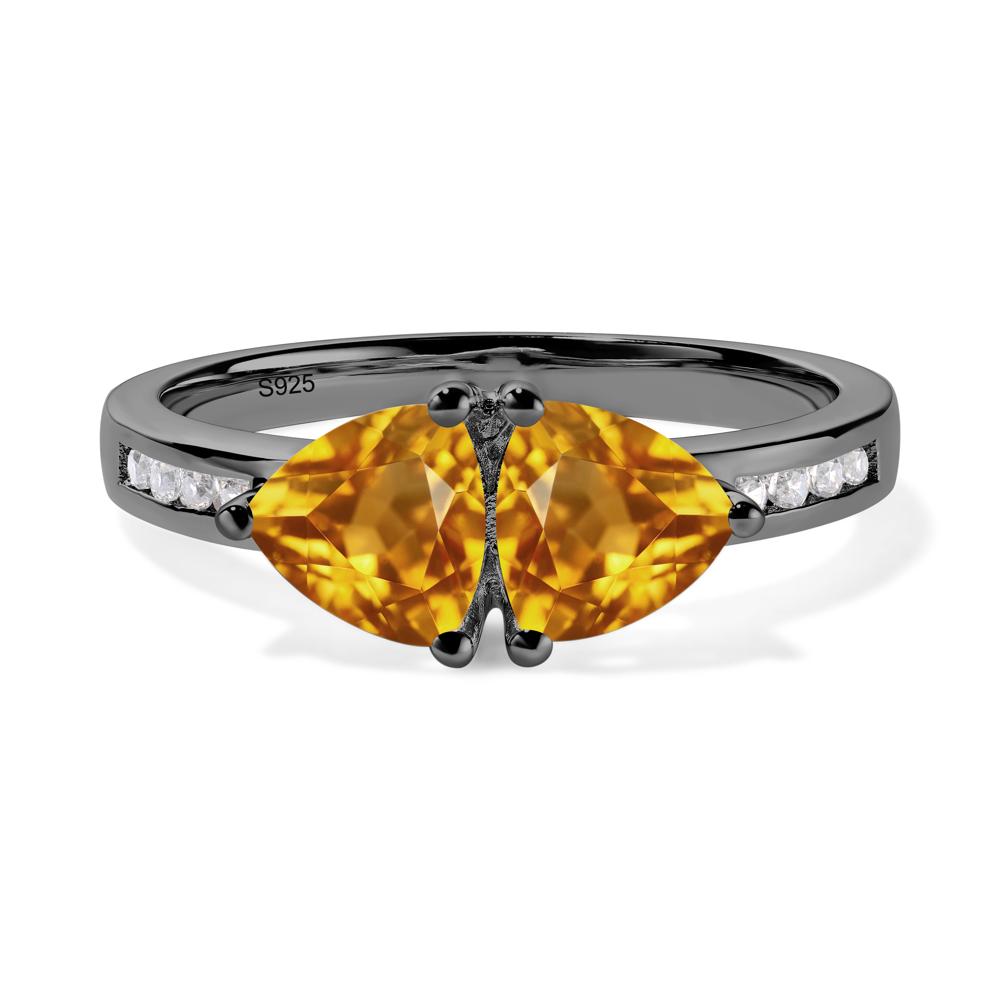 Trillion Cut Two Stone Citrine Ring - LUO Jewelry #metal_black finish sterling silver