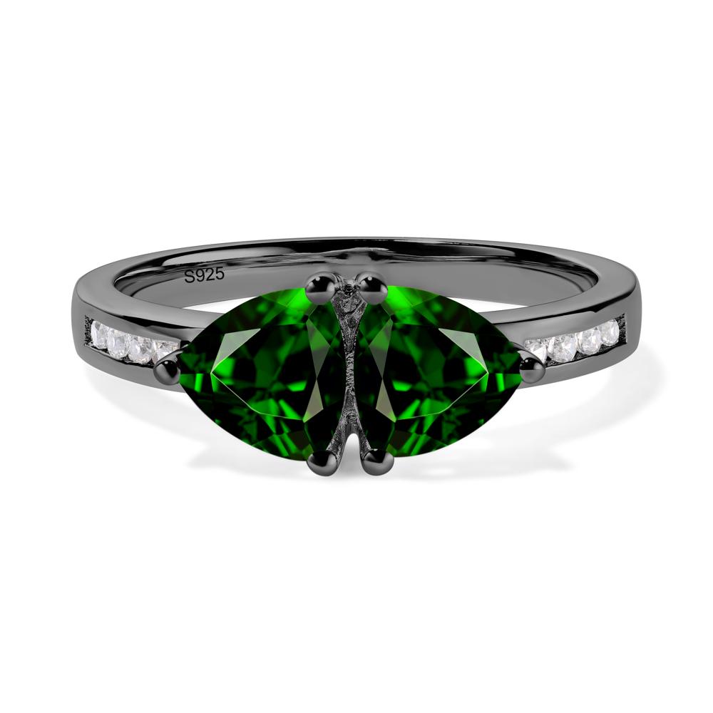 Trillion Cut Two Stone Diopside Ring - LUO Jewelry #metal_black finish sterling silver