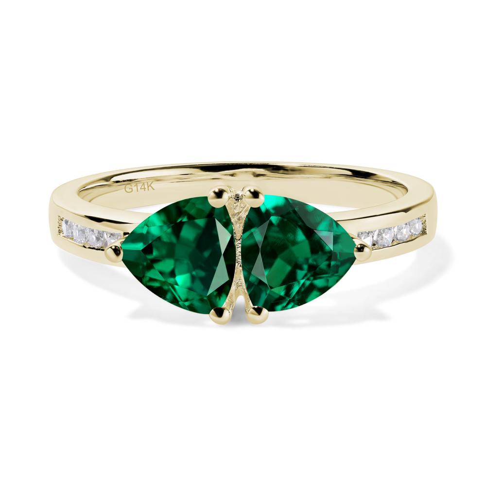 Trillion Cut Two Stone Emerald Ring - LUO Jewelry #metal_14k yellow gold