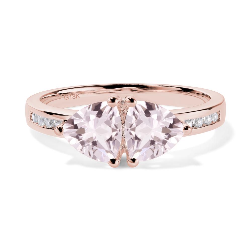 Trillion Cut Two Stone Morganite Ring - LUO Jewelry #metal_18k rose gold