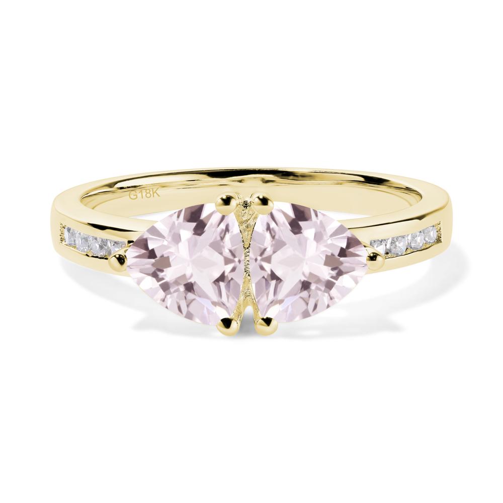 Trillion Cut Two Stone Morganite Ring - LUO Jewelry #metal_18k yellow gold