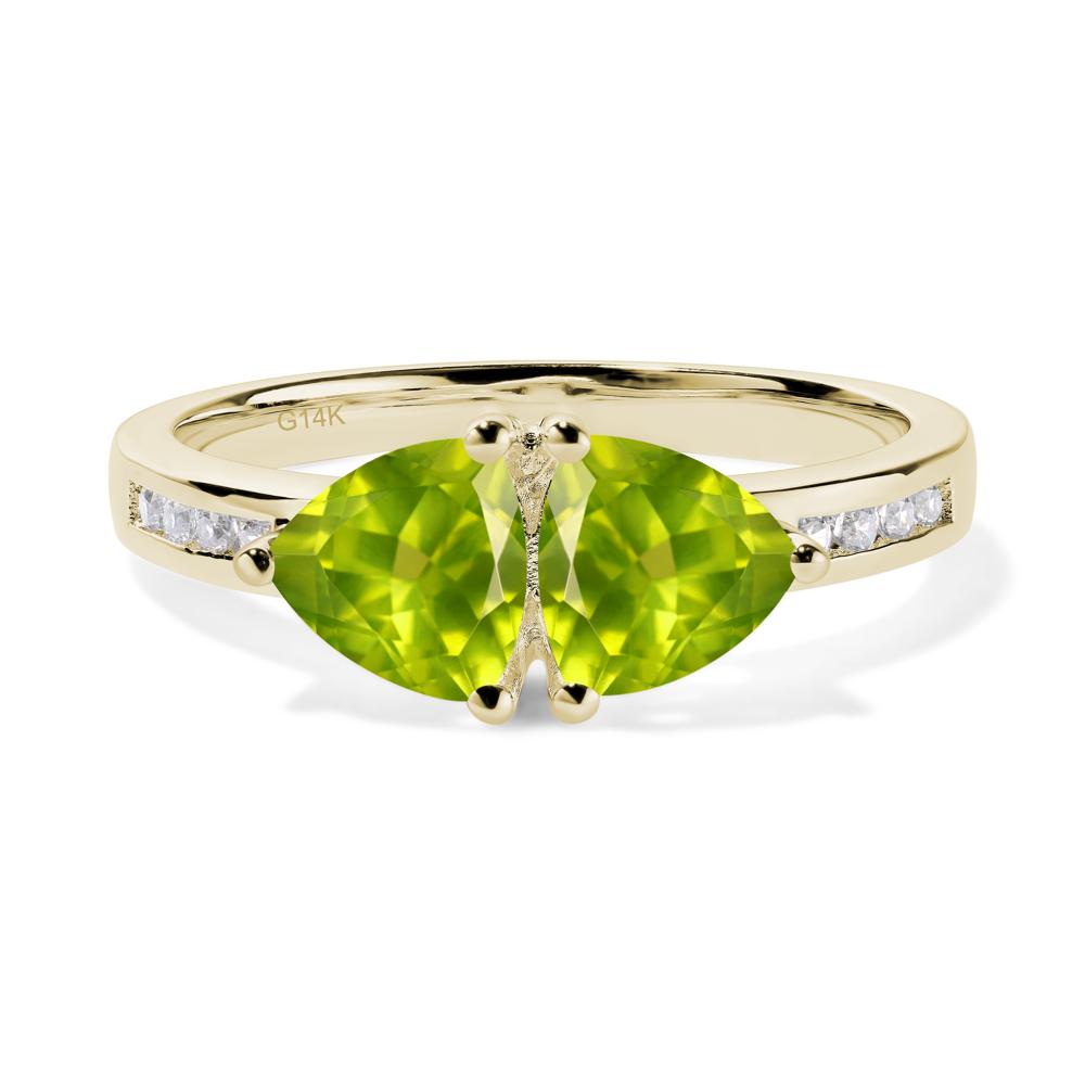 Trillion Cut Two Stone Peridot Ring - LUO Jewelry #metal_14k yellow gold