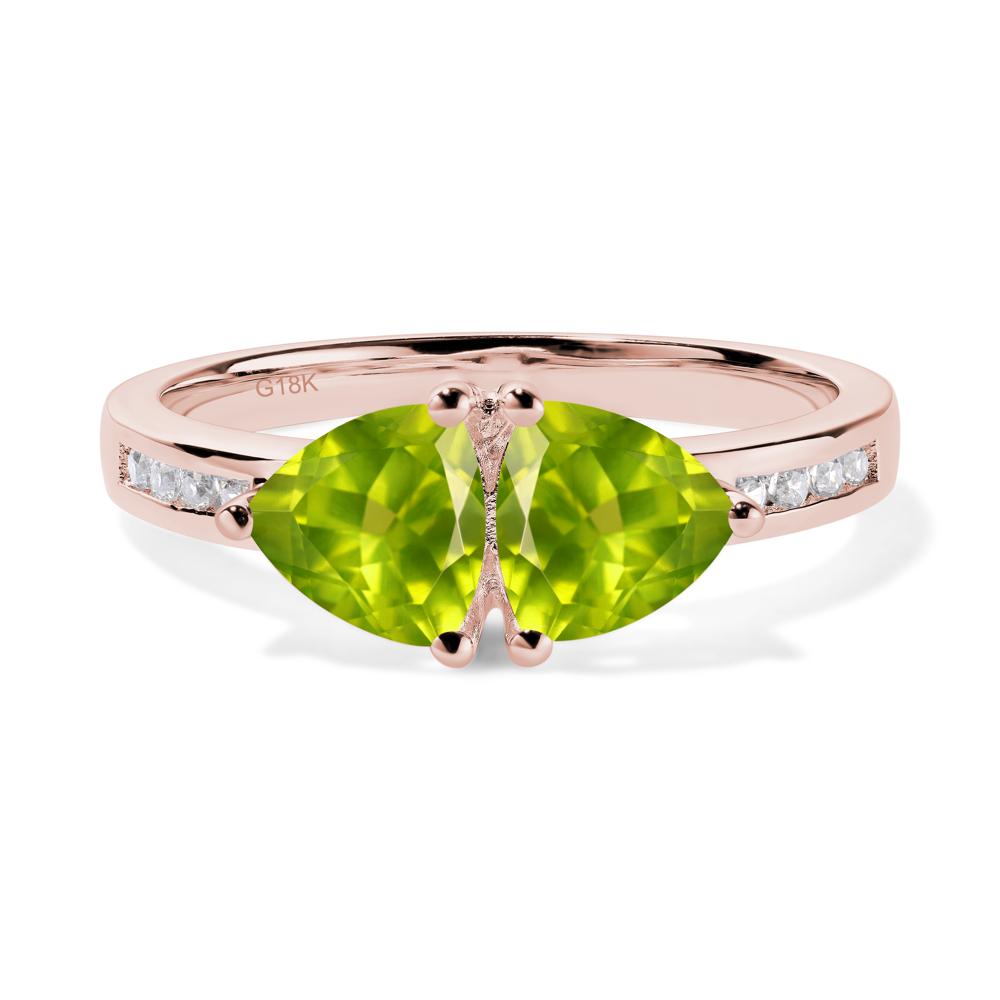Trillion Cut Two Stone Peridot Ring - LUO Jewelry #metal_18k rose gold