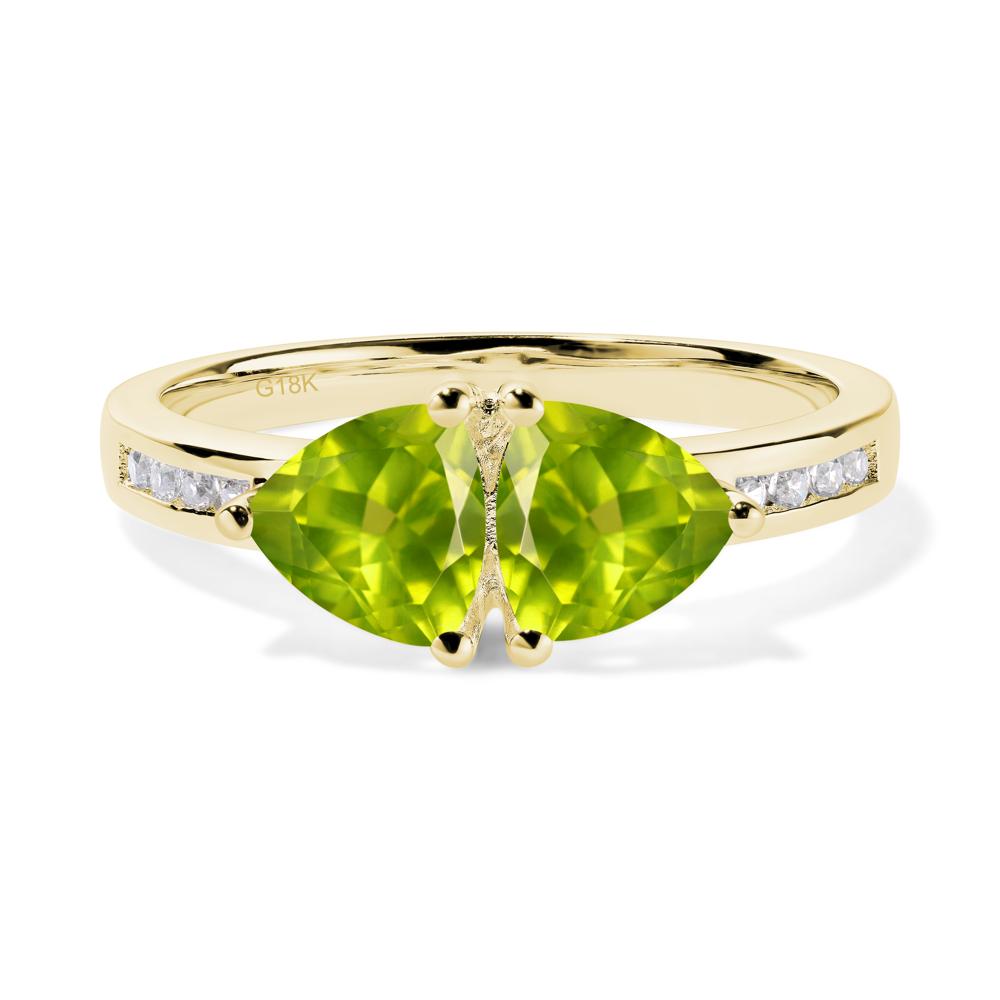 Trillion Cut Two Stone Peridot Ring - LUO Jewelry #metal_18k yellow gold