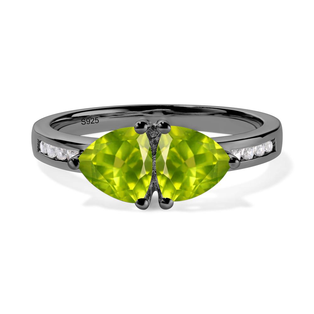 Trillion Cut Two Stone Peridot Ring - LUO Jewelry #metal_black finish sterling silver