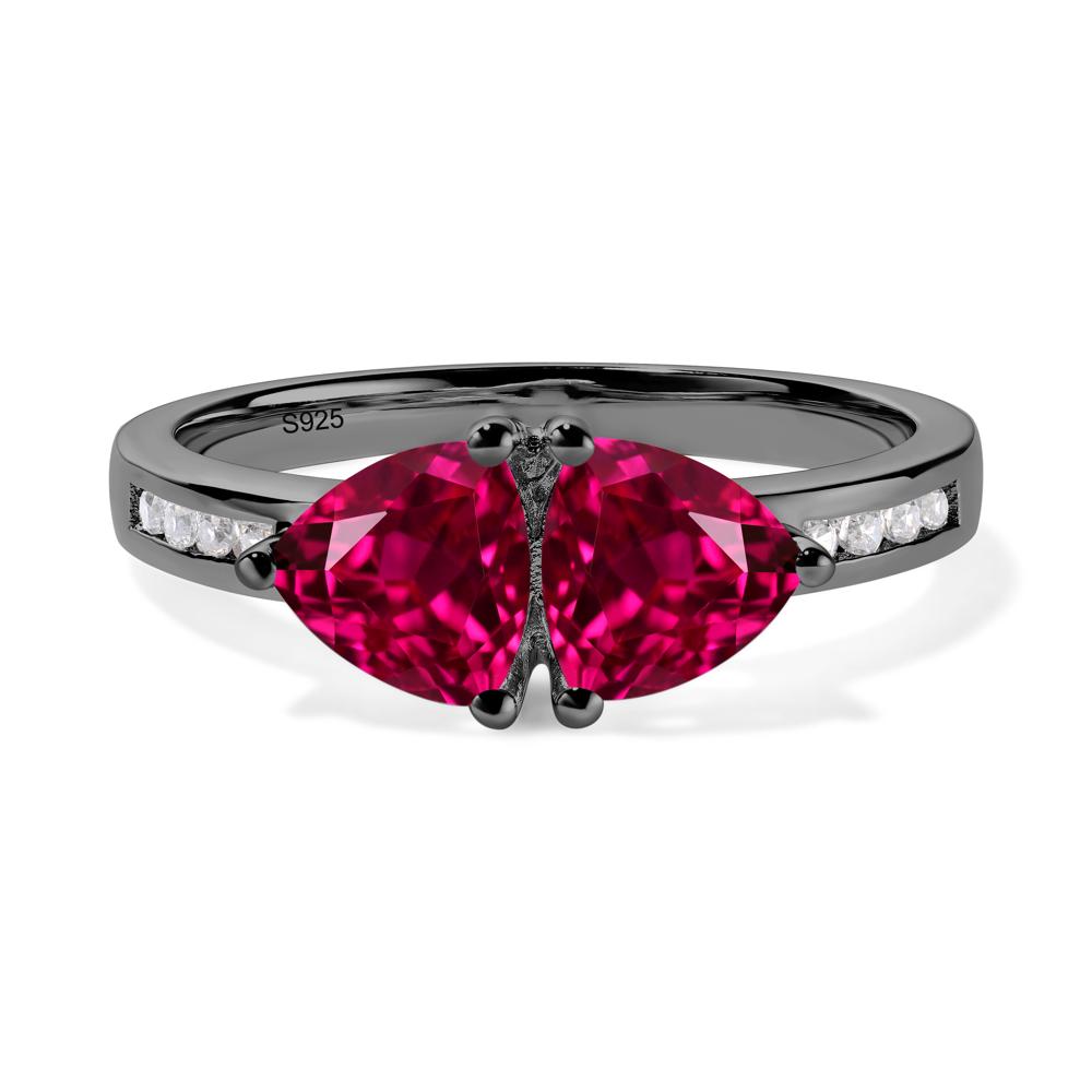 Trillion Cut Two Stone Ruby Ring - LUO Jewelry #metal_black finish sterling silver