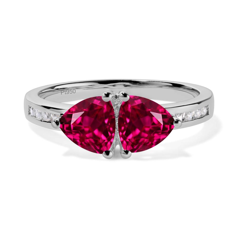 Trillion Cut Two Stone Ruby Ring - LUO Jewelry #metal_platinum