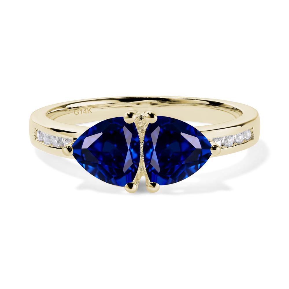 Trillion Cut Two Stone Sapphire Ring - LUO Jewelry #metal_14k yellow gold