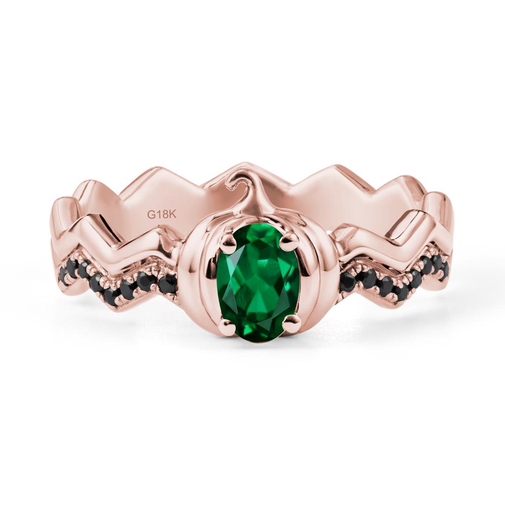 Oval Emerald and Black Spinel Pumpkin Ring - LUO Jewelry #metal_18k rose gold
