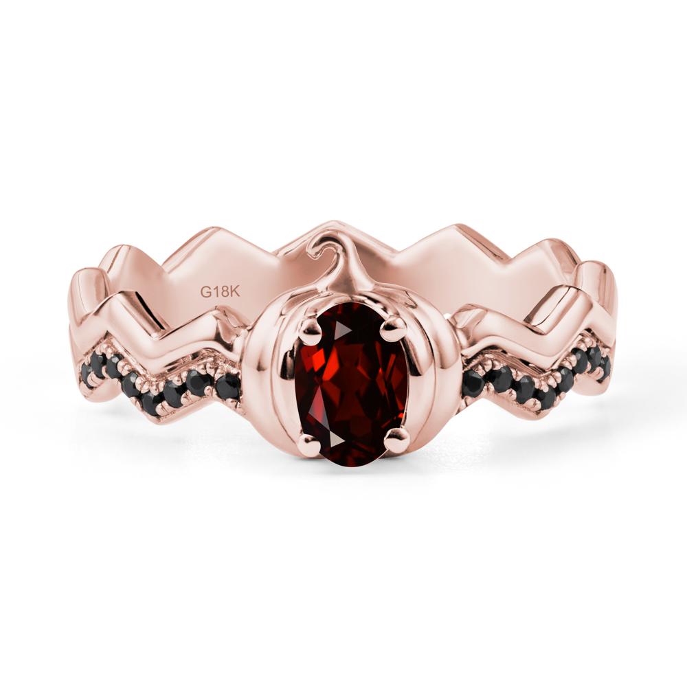 Halloween Pumpkin Garnet and Black Spinel Ring - LUO Jewelry #metal_18k rose gold