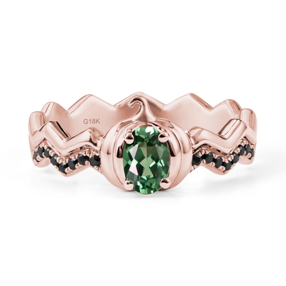 Oval Green Sapphire and Black Spinel Pumpkin Ring - LUO Jewelry #metal_18k rose gold