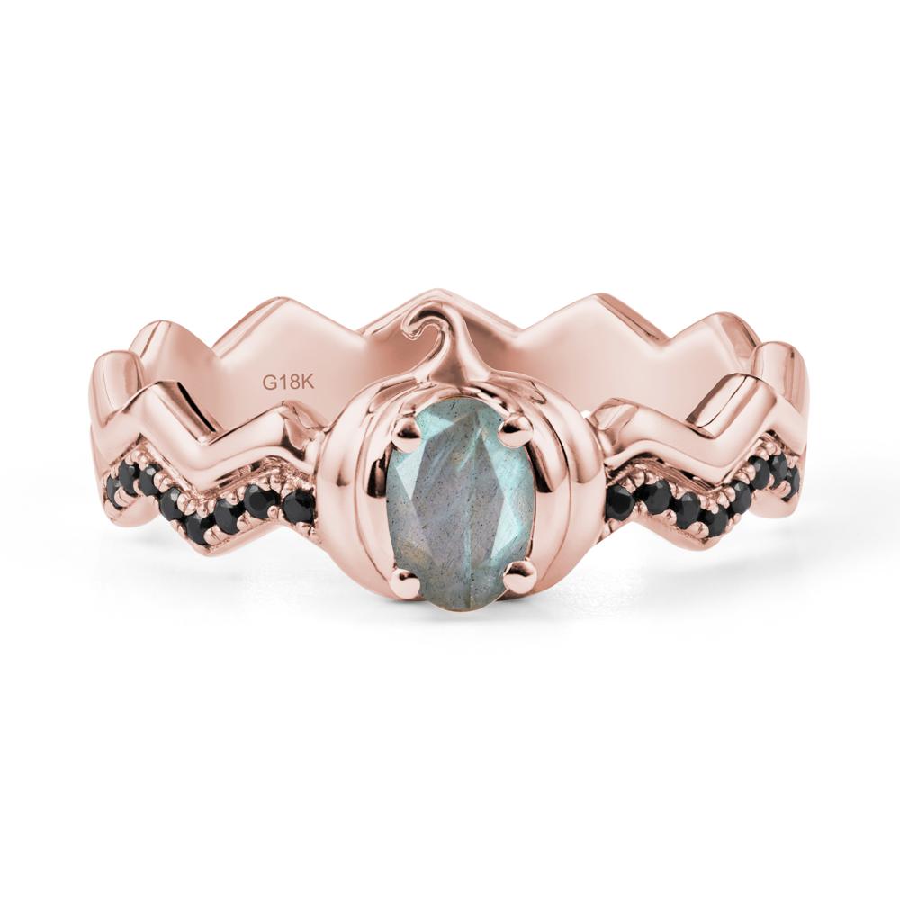 Oval Labradorite and Black Spinel Pumpkin Ring - LUO Jewelry #metal_18k rose gold