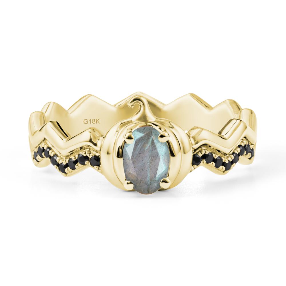 Oval Labradorite and Black Spinel Pumpkin Ring - LUO Jewelry #metal_18k yellow gold