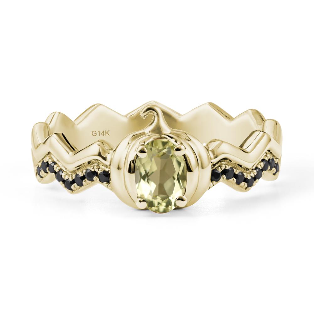 Halloween Pumpkin Lemon Quartz and Black Spinel Ring - LUO Jewelry #metal_14k yellow gold