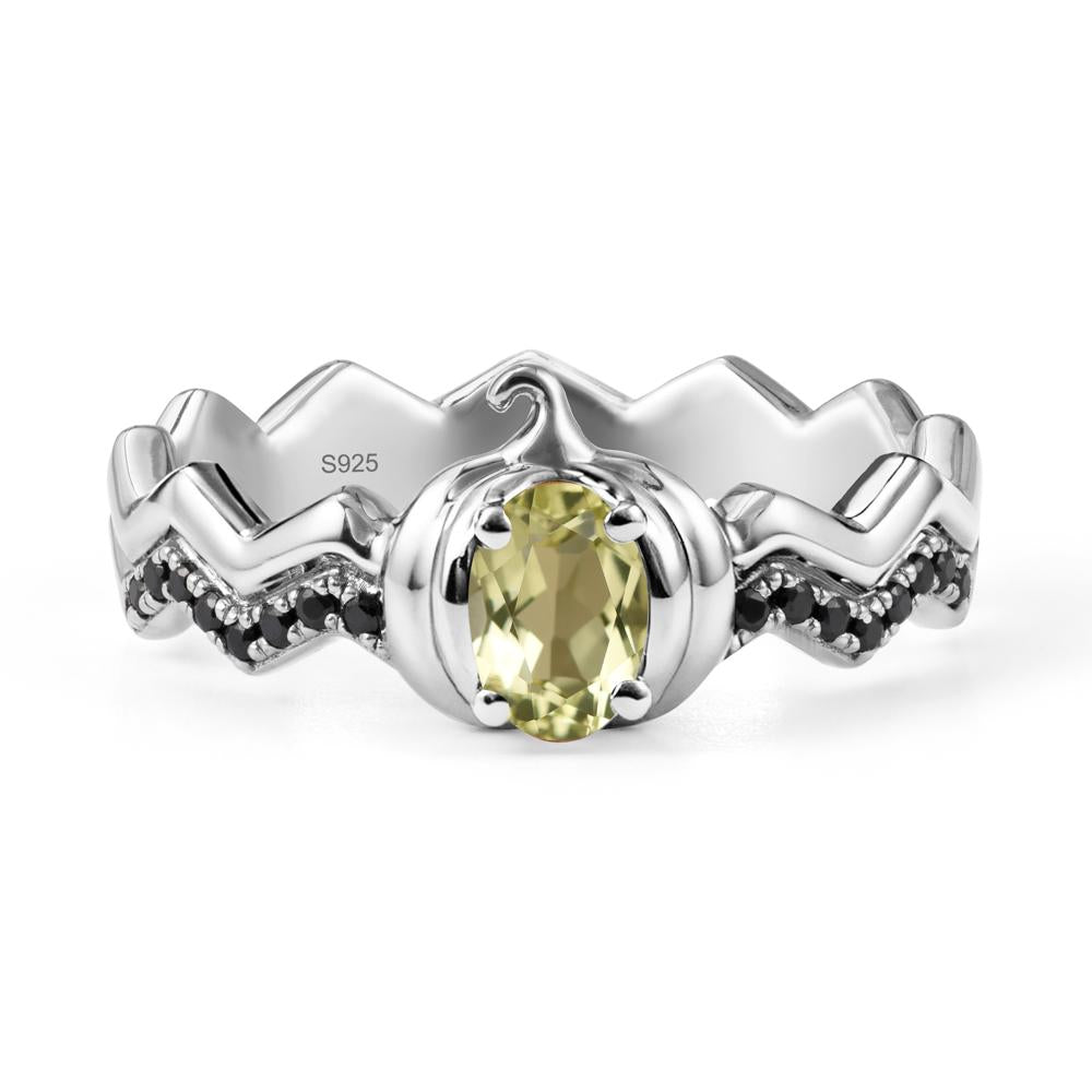 Halloween Pumpkin Lemon Quartz and Black Spinel Ring - LUO Jewelry #metal_sterling silver