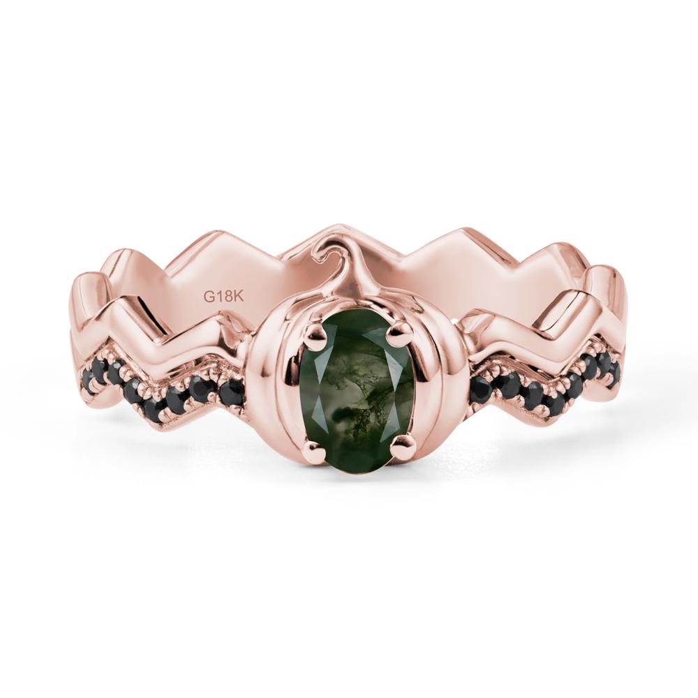 Halloween Pumpkin Moss Agate and Black Spinel Ring - LUO Jewelry #metal_18k rose gold