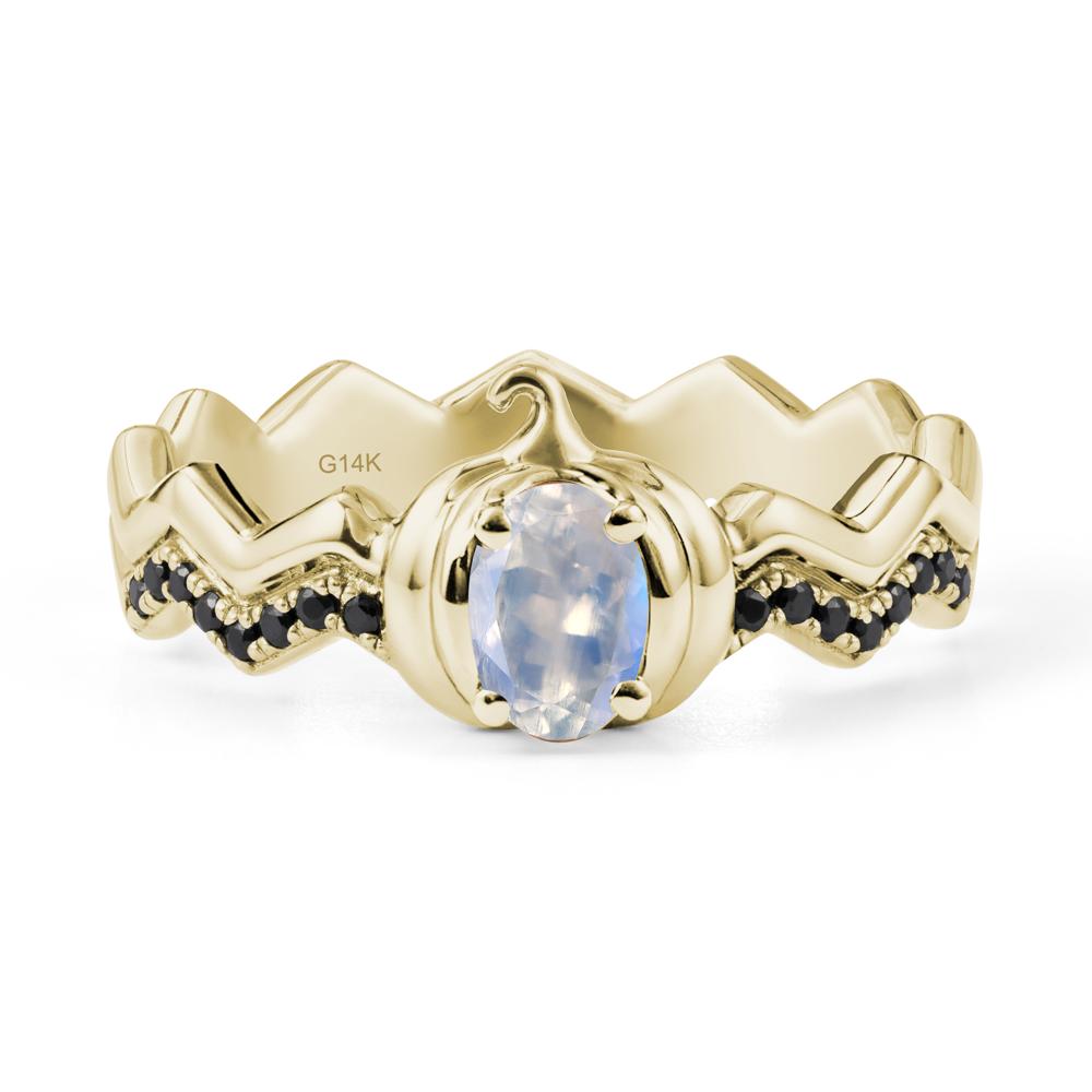 Halloween Pumpkin Moonstone and Black Spinel Ring - LUO Jewelry #metal_14k yellow gold