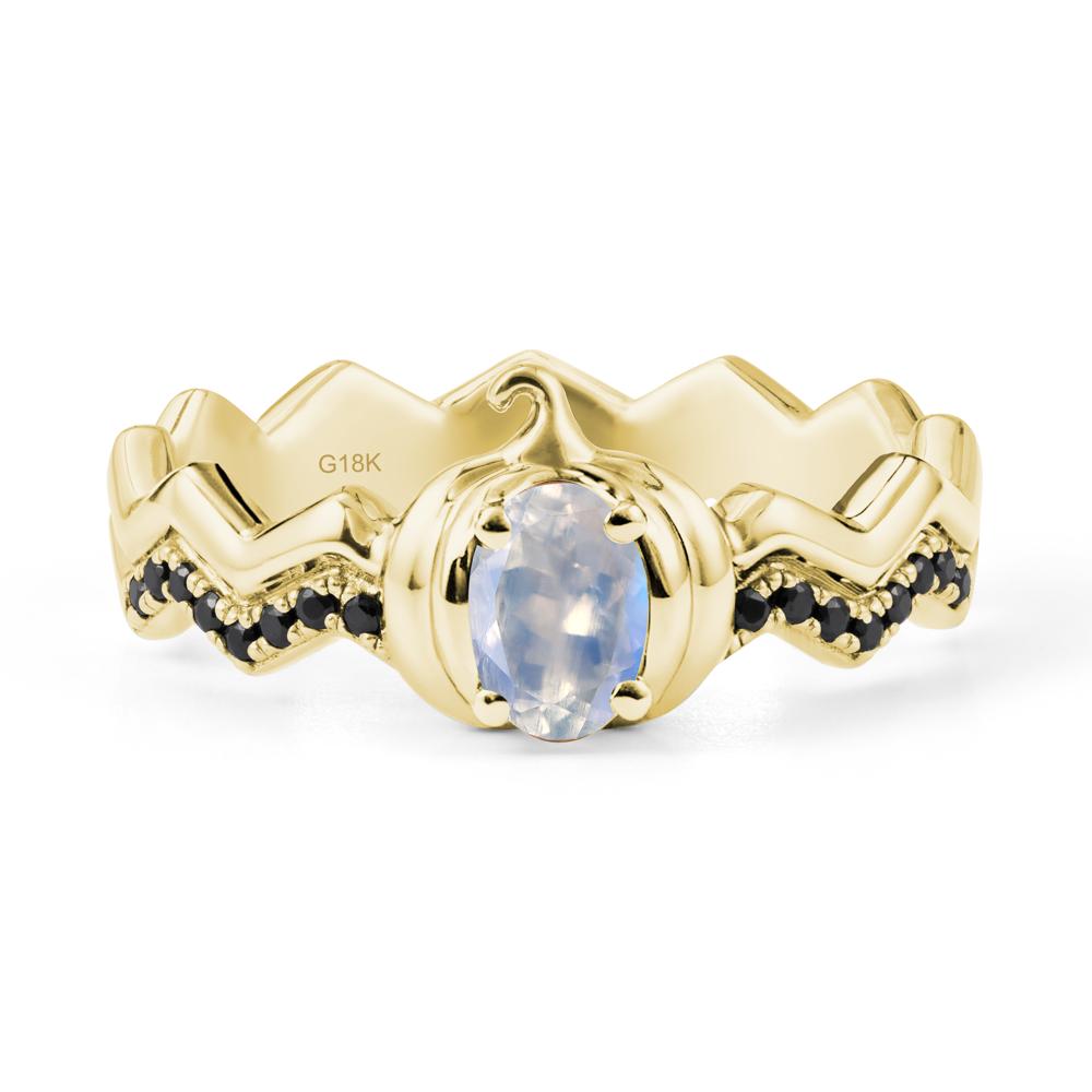 Halloween Pumpkin Moonstone and Black Spinel Ring - LUO Jewelry #metal_18k yellow gold