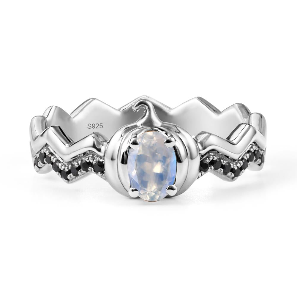 Halloween Pumpkin Moonstone and Black Spinel Ring - LUO Jewelry #metal_sterling silver