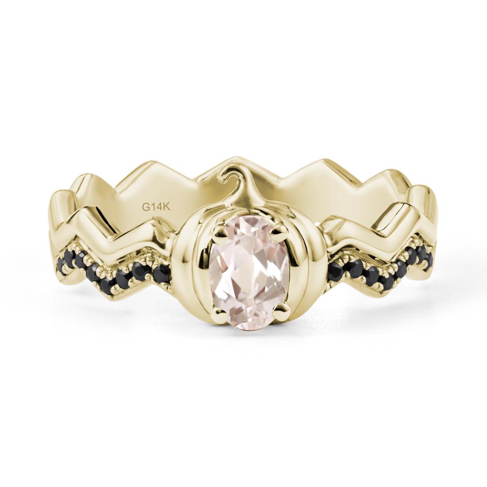 Oval Morganite and Black Spinel Pumpkin Ring - LUO Jewelry #metal_14k yellow gold