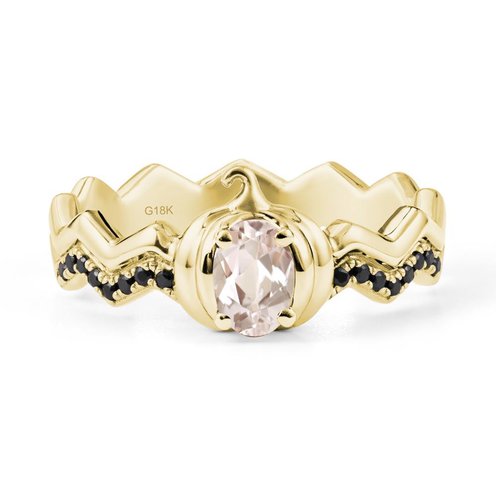 Oval Morganite and Black Spinel Pumpkin Ring - LUO Jewelry #metal_18k yellow gold