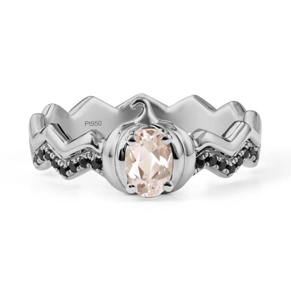 Oval Morganite and Black Spinel Pumpkin Ring - LUO Jewelry #metal_platinum