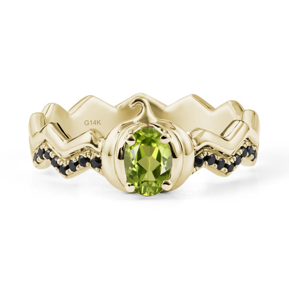 Halloween Pumpkin Peridot and Black Spinel Ring - LUO Jewelry #metal_14k yellow gold