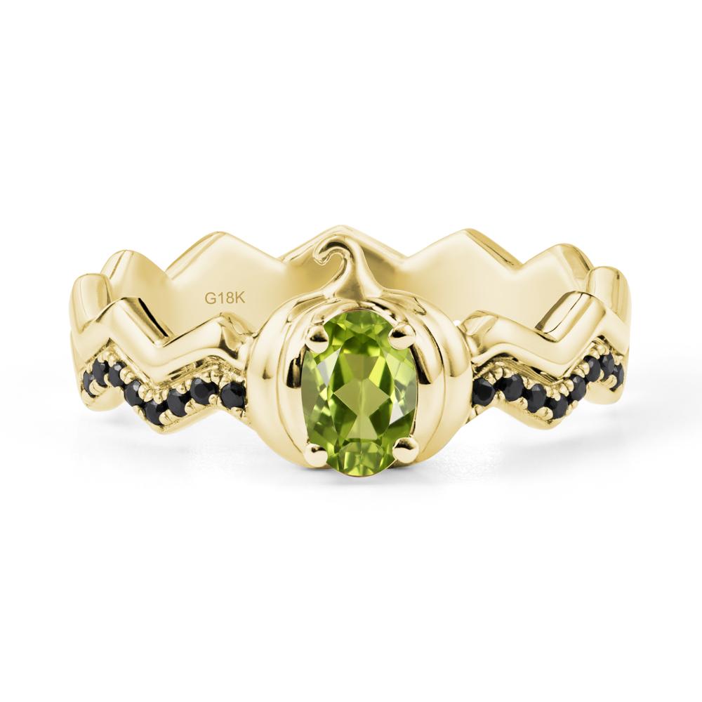 Halloween Pumpkin Peridot and Black Spinel Ring - LUO Jewelry #metal_18k yellow gold