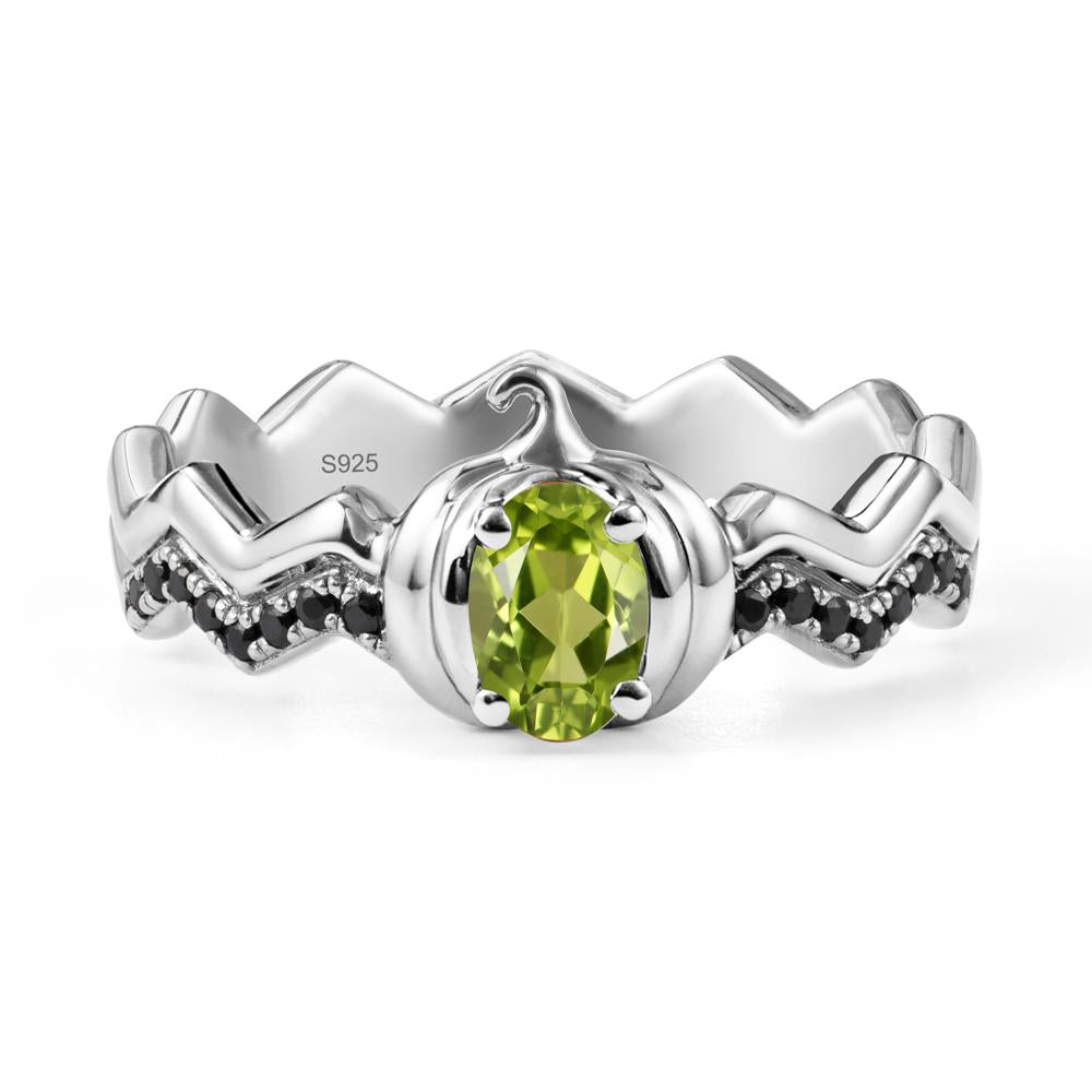 Halloween Pumpkin Peridot and Black Spinel Ring - LUO Jewelry #metal_sterling silver