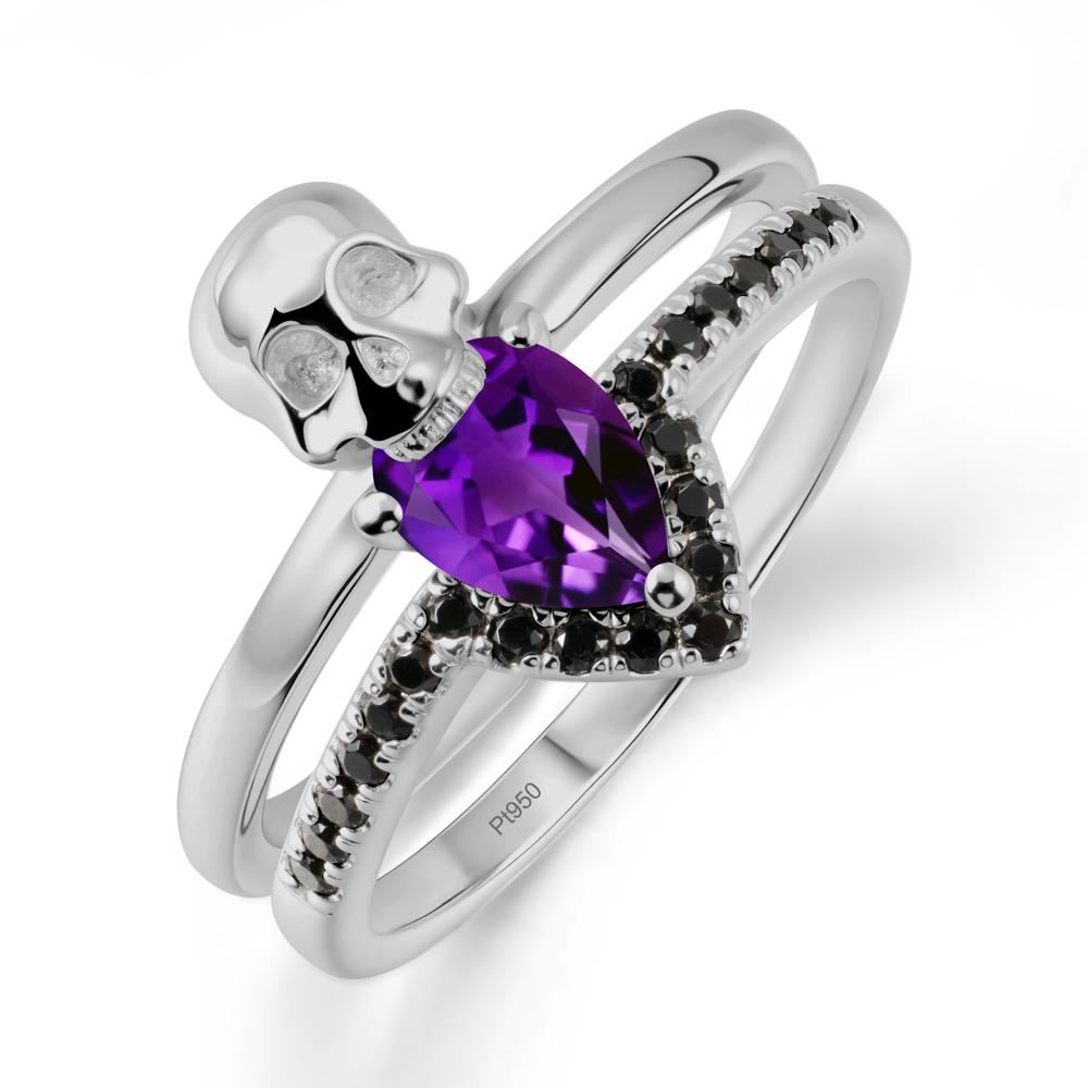 Skull Gothic Amethyst and Black Spinel Ring - LUO Jewelry #metal_platinum
