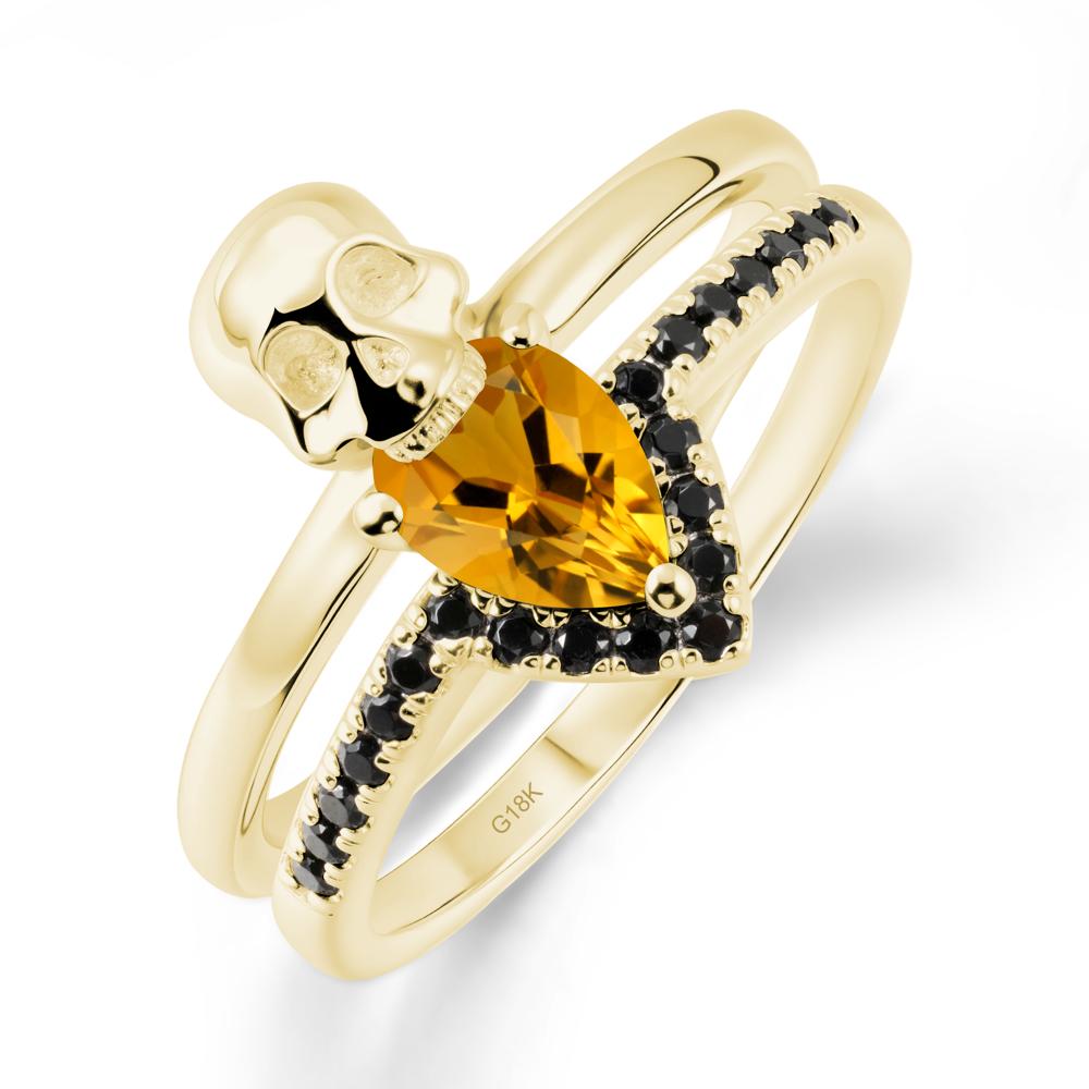 Skull Gothic Citrine and Black Spinel Ring - LUO Jewelry #metal_18k yellow gold