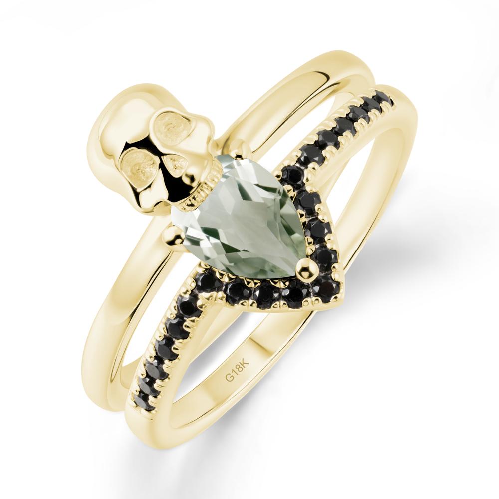 Skull Gothic Green Amethyst and Black Spinel Ring - LUO Jewelry #metal_18k yellow gold