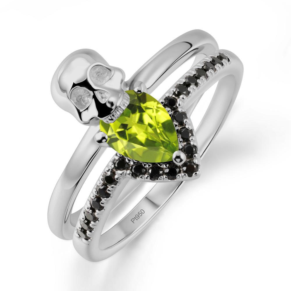 Skull Gothic Peridot and Black Spinel Ring - LUO Jewelry #metal_platinum