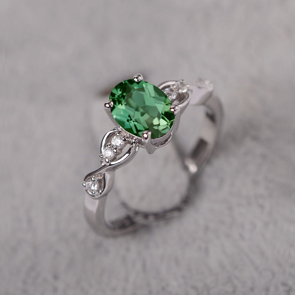 Oval Green Sapphire Infinity Engagement Ring - LUO Jewelry