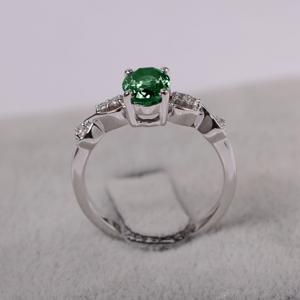 Oval Green Sapphire Infinity Engagement Ring - LUO Jewelry