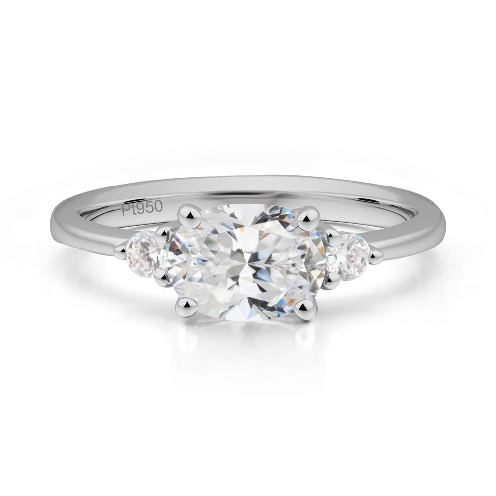 Oval East West Cubic Zirconia Trilogy Ring - LUO Jewelry #metal_platinum