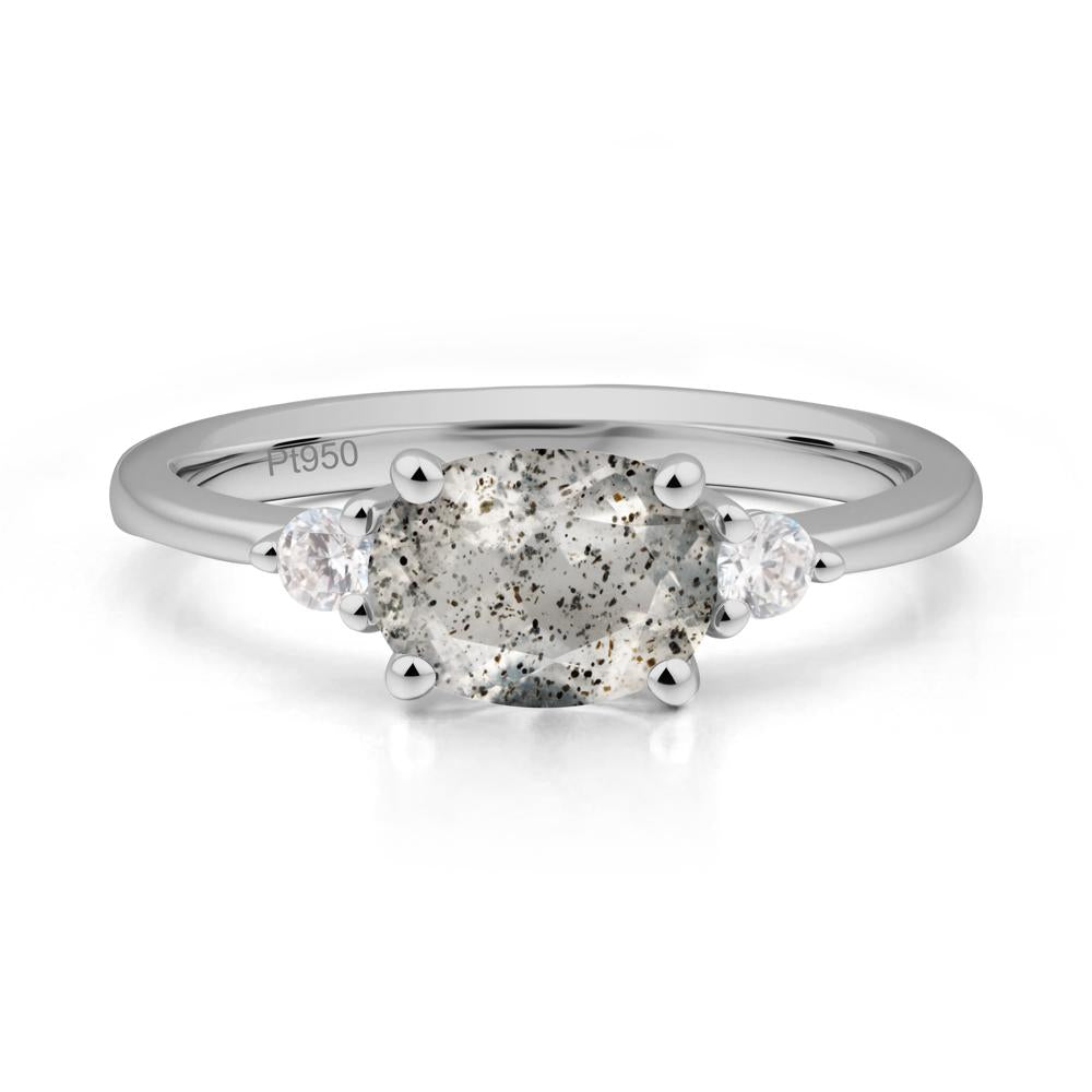 Oval East West Herkimer Diamond Trilogy Ring - LUO Jewelry #metal_platinum